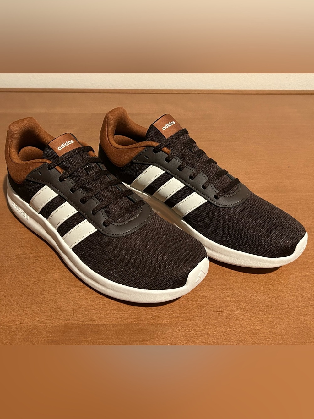adidas Men’s Brown and White Lite Racer Sneakers - Picture 2 of 11